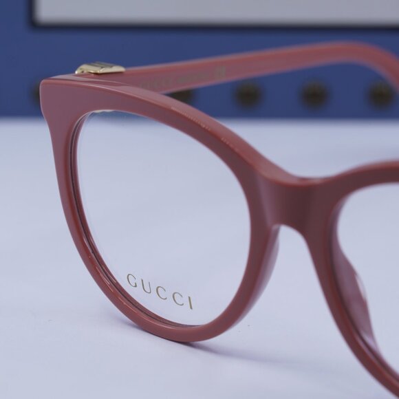 Gucci GG1074O 006 Cat Eye Eyeglasses – Shiny Dark Pink 53mm - Picture 8 of 10